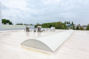 TPO roof of a home with several HVAC units on the roof in Austin, TX
