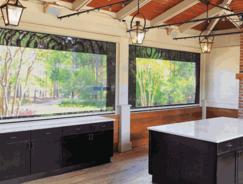 Magnatrack system, open, showing outside view in Austin, TX